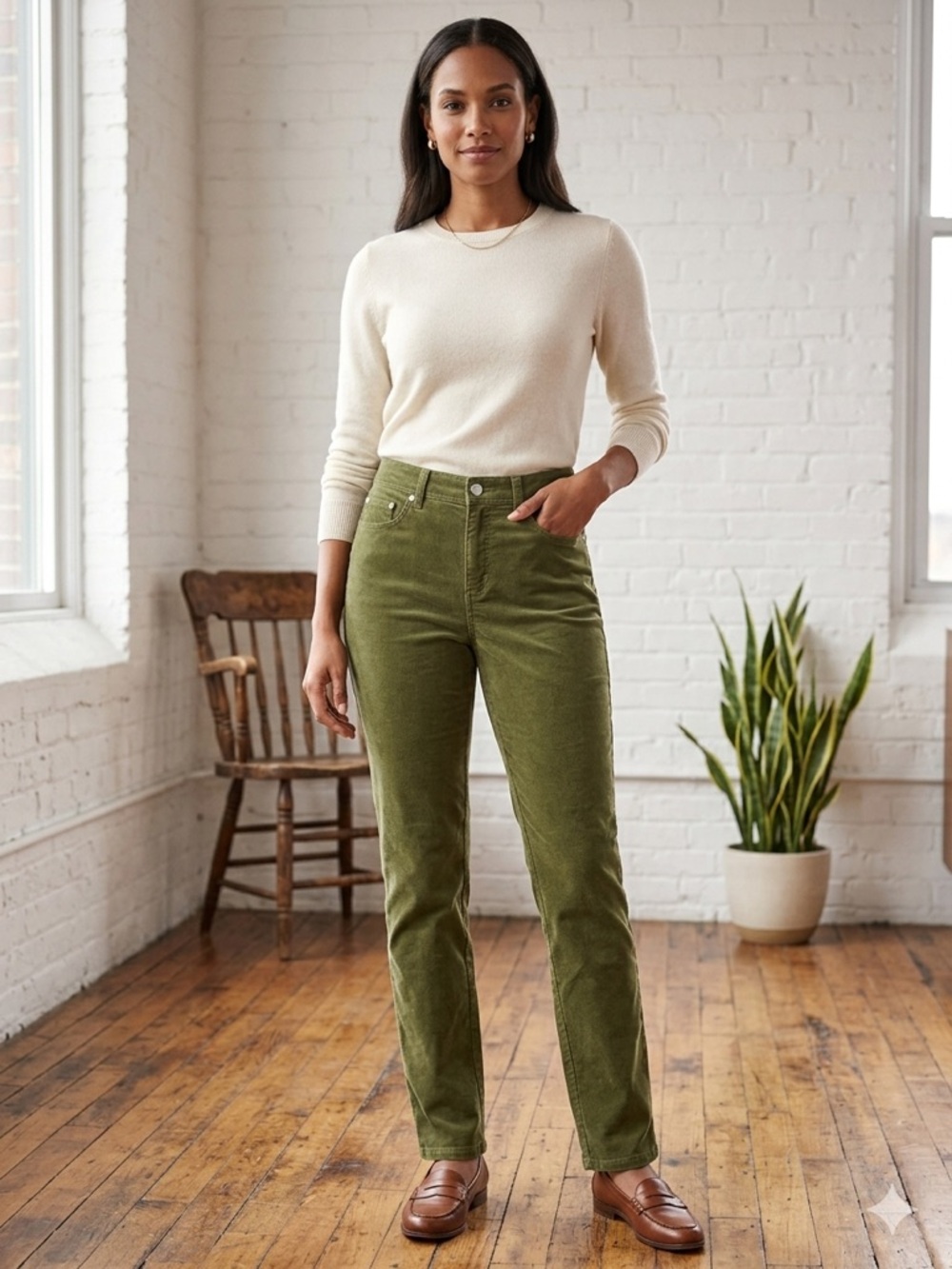 Brooks Brothers Army‎ Olive Green Corduroy Pants Classic Workwear Casual 70s